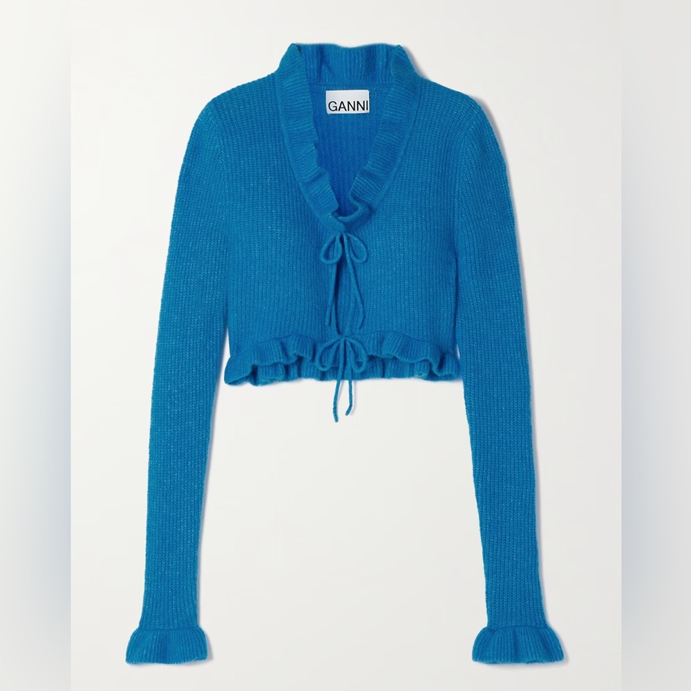 wool ganni crop cardigan